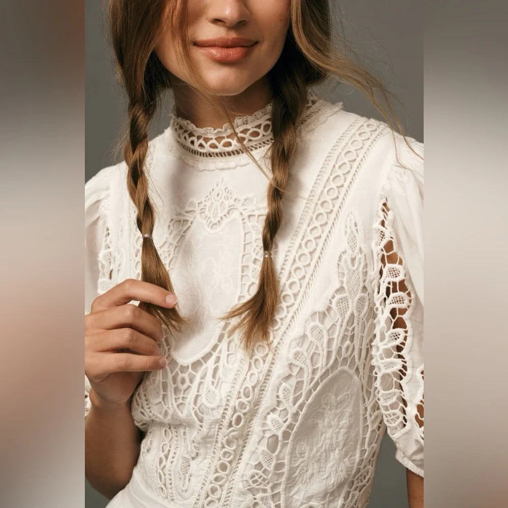 NWT Forever That Girl Mock-Neck Lace Maxi Dress in White, Size Small - Picture 4 of 15